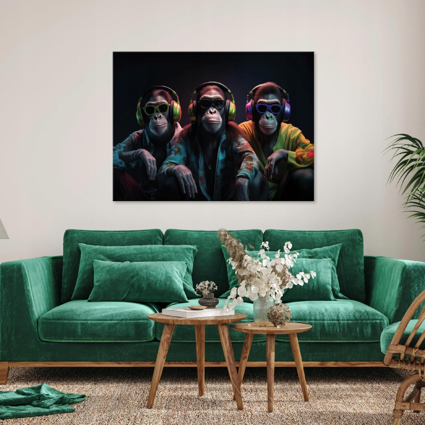 målning av apor musik abstrakt modern på duk vägg vardagsrum 40x30