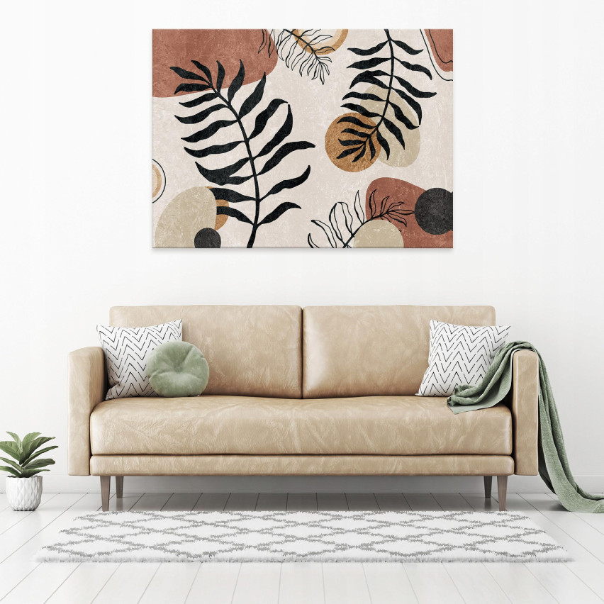 BOHO LEAVES Canvas Bild Stor Beige 100x70