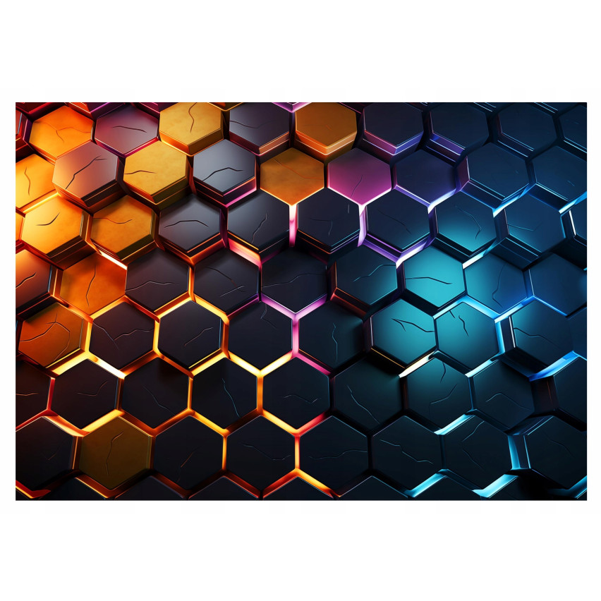 väggmålning 3D HEXAGONS för pojkar väggmålning 300x210