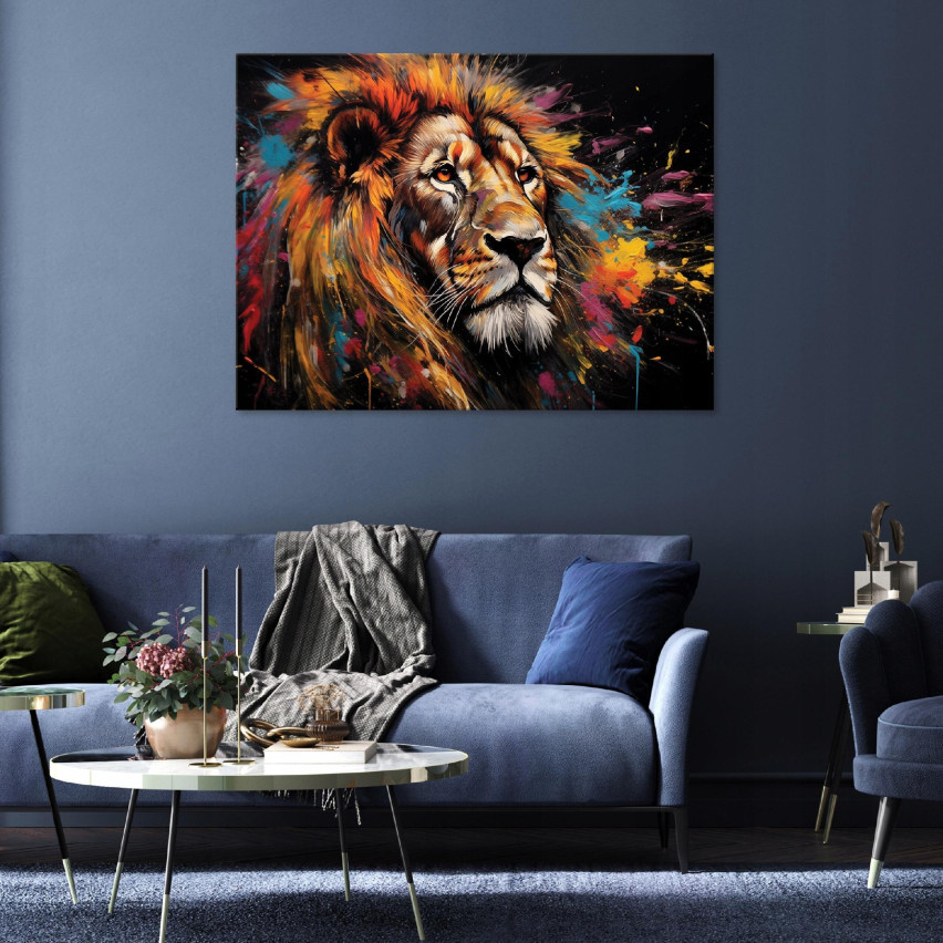 LEJON ABSTRAKT POP ART PÅ VÄGG PAVILJONGER SITTING ROOM 60x40