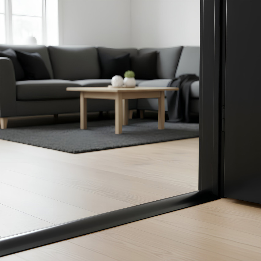 Flexibel PVC-ramp-profil för kakel, mattor, svart