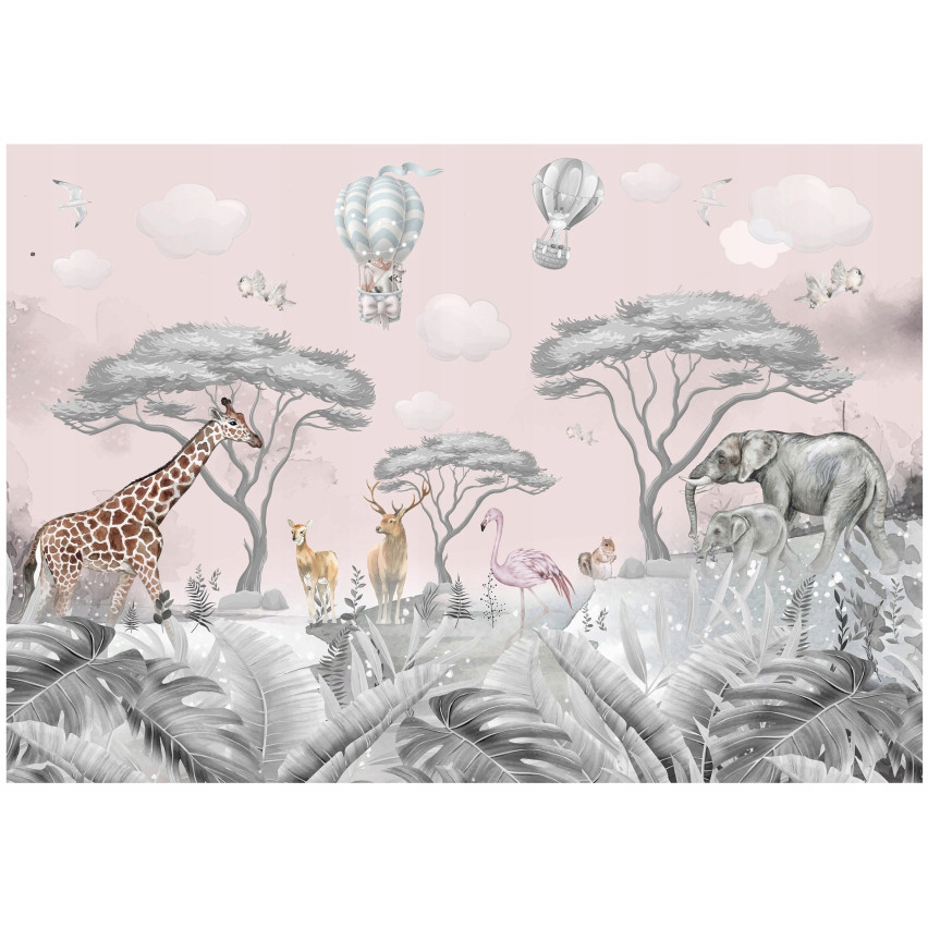 SAFARI ANIMALS BARNRUM Väggmålning 250x175