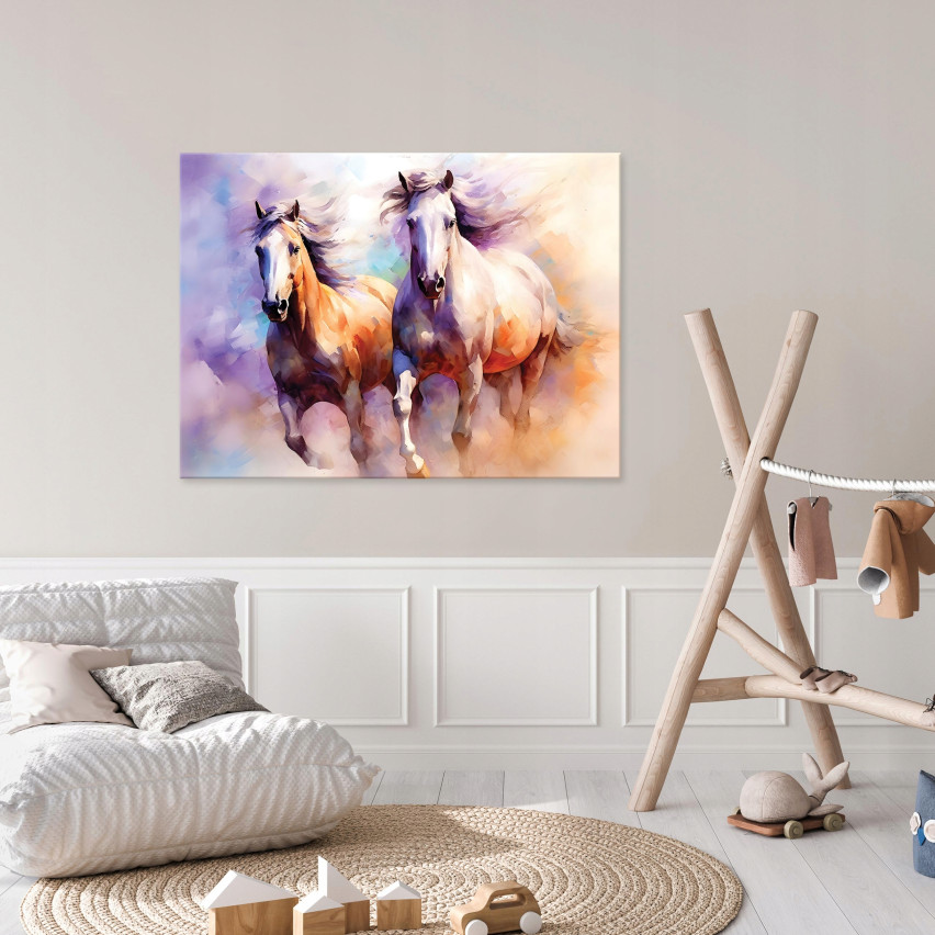 Målning HORSES ABSTRACT ACQUARELY på duk 60x40