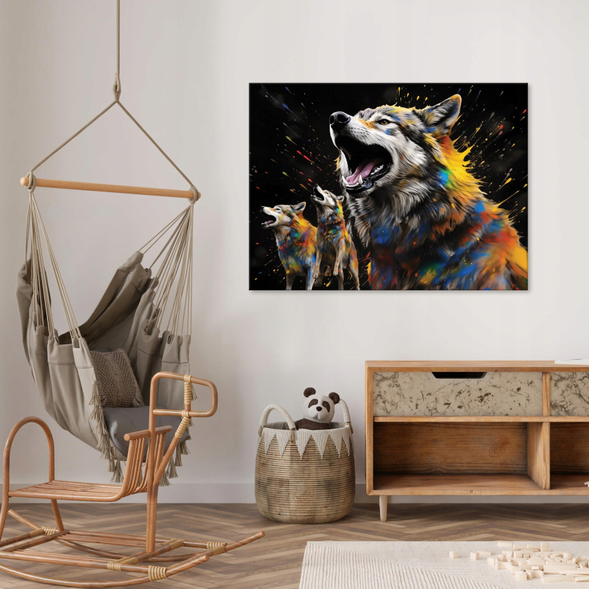 väggpanel målning vargar abstrakt svart för vardagsrum sovrum 100x70