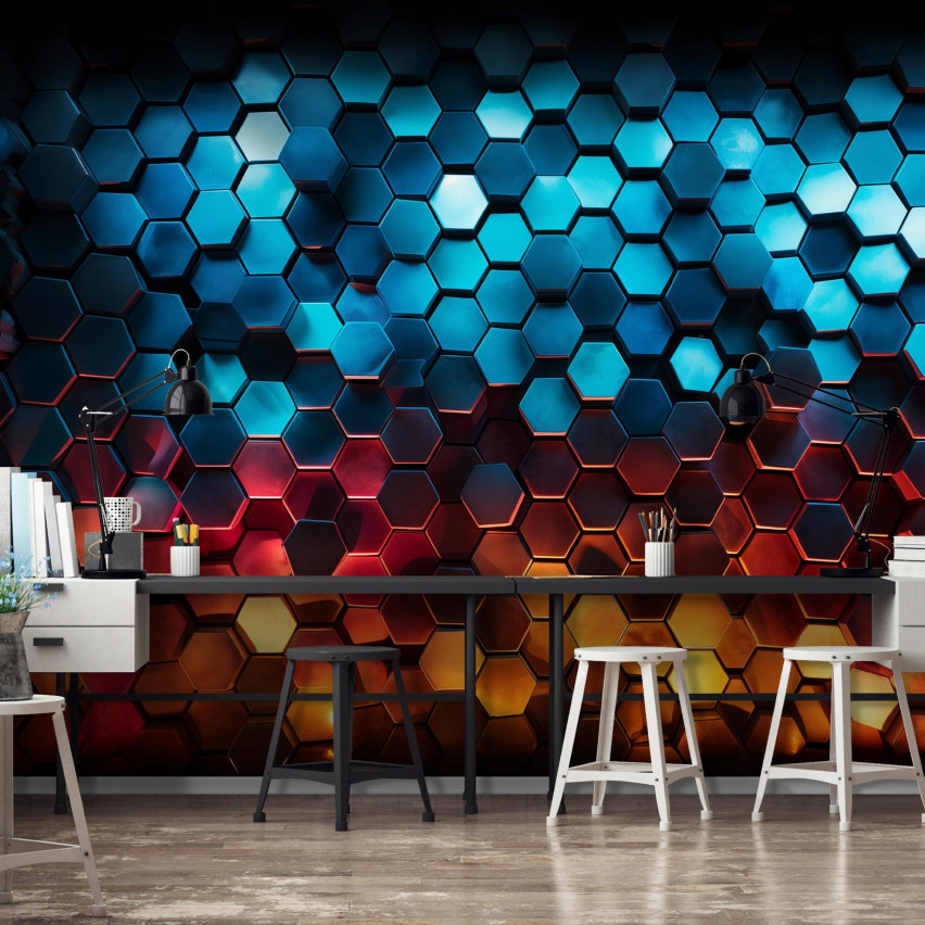 väggmålningar för pojkar 3D HEXAGONS väggmålning 150x105