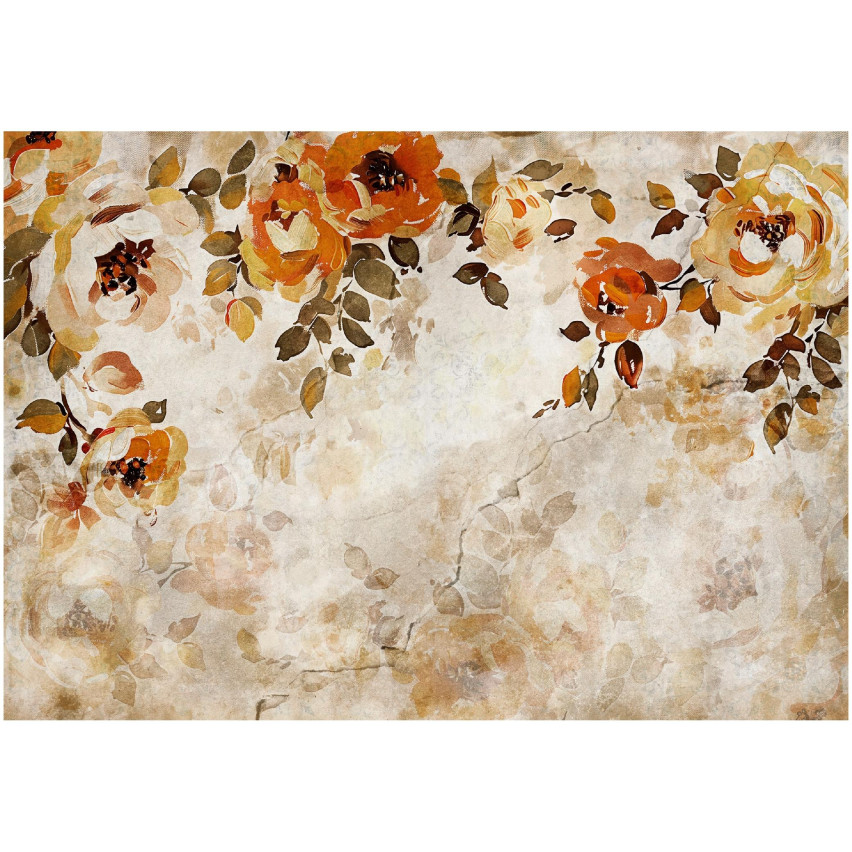 VINTAGE BLOMMOR PÅ KONCRETE Rosor tapet för vardagsrum tapet 400x280