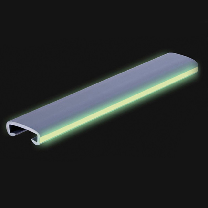 Ledstång trappa PVC FOTO 40x8x4 mm, fluorescerande handräcke i mjuk, grå, 1 m
