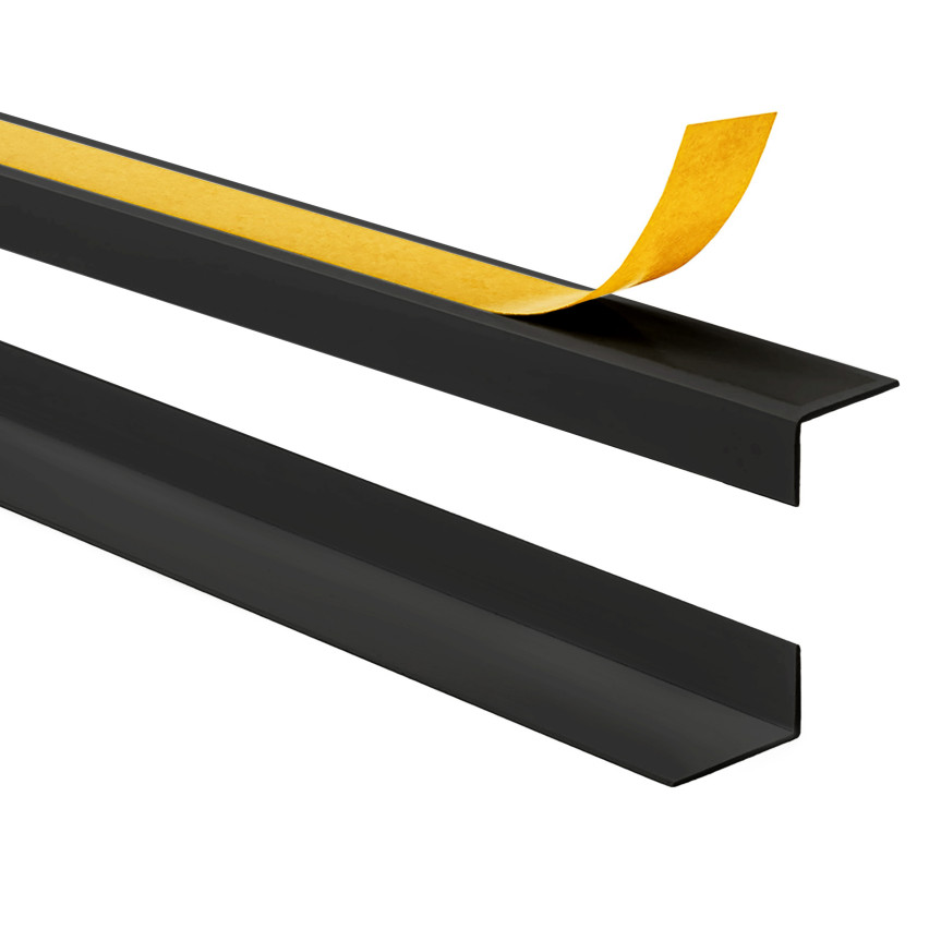  PVC-hörnprofil, ojämn, limmad på utsidan, hörnskydd, svart