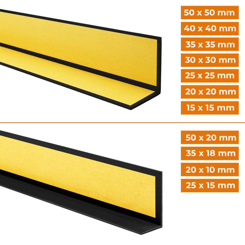 Hårt hörnskyddslist PVC självhäftande, dekorativa KTK, svart