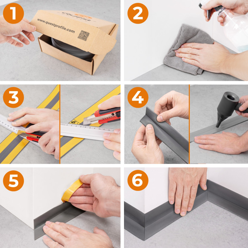 Golvlist självhäftande PVC 32x23 mm självhäftande flexibel golvlist, sockelbräda sockel, Ask