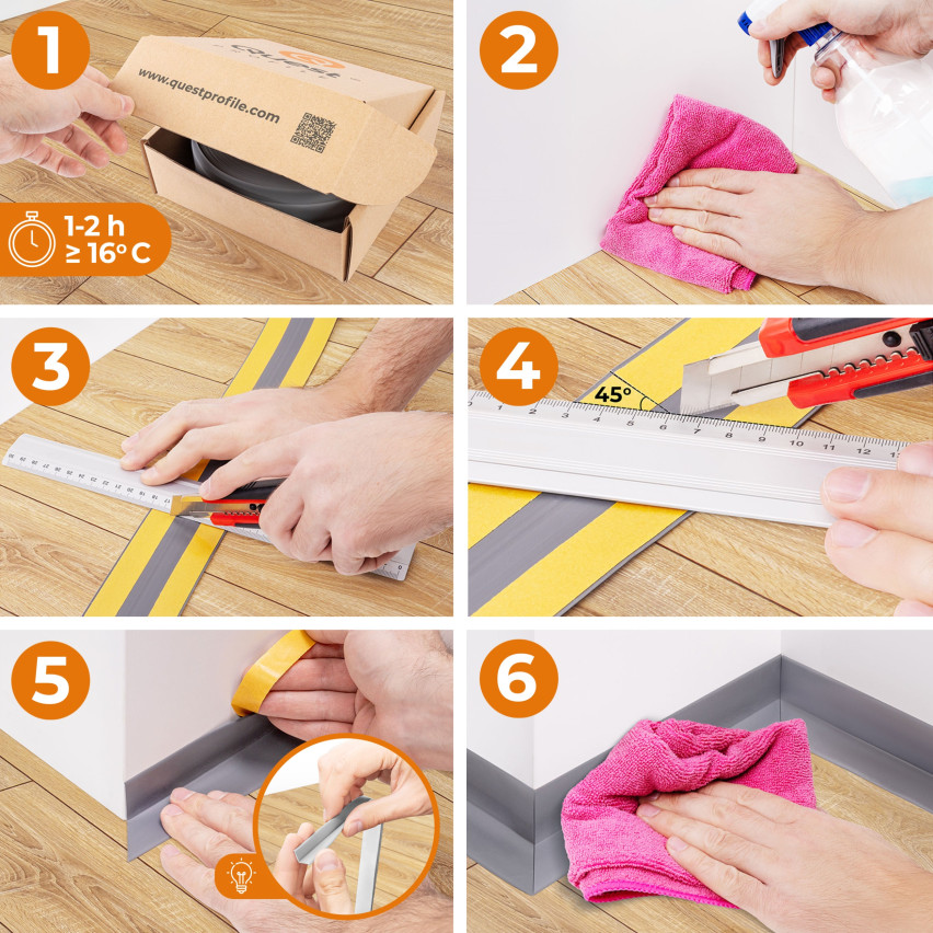 Golvlist självhäftande PVC 32x23 mm självhäftande flexibel golvlist, sockelbräda sockel, Ljus björk