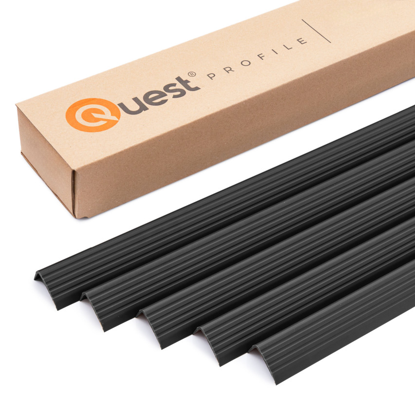 Självhäftande halkskyddat trapprofil 40x25 mm svart, 100 cm – Set