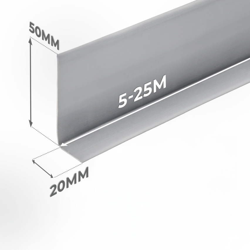 Självhäftande PVC-golvlist, flexibel DEKOR-list, grå, 50x20mm