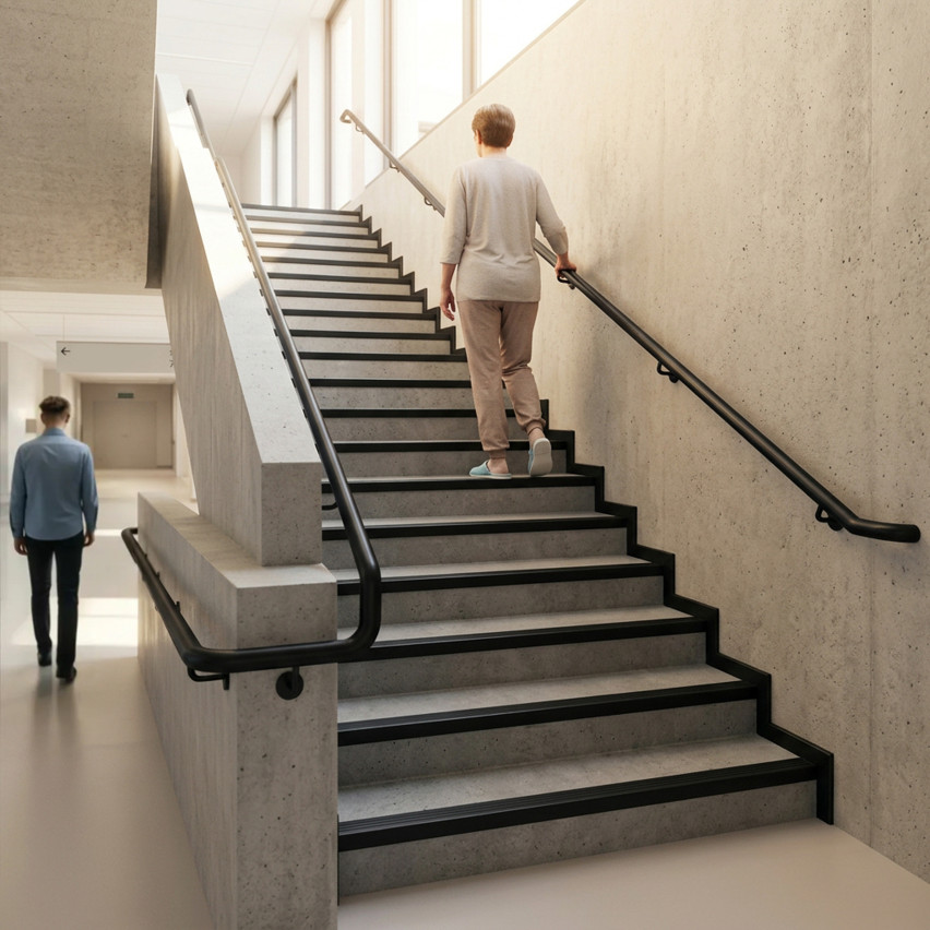 Utvändig vägg-platt PVC-profil för trappavslutning, P1, brun