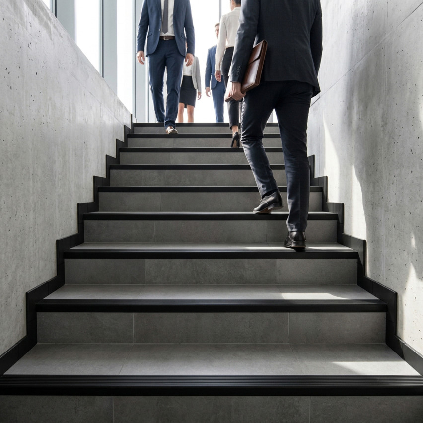 Invändig vägg-platt PVC-profil för trappavslutning, P2, svart