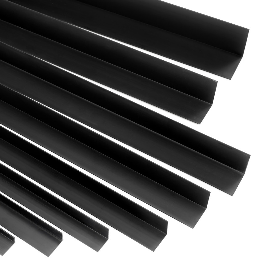  PVC-hörnprofil, ojämn, limmad på utsidan, hörnskydd, svart