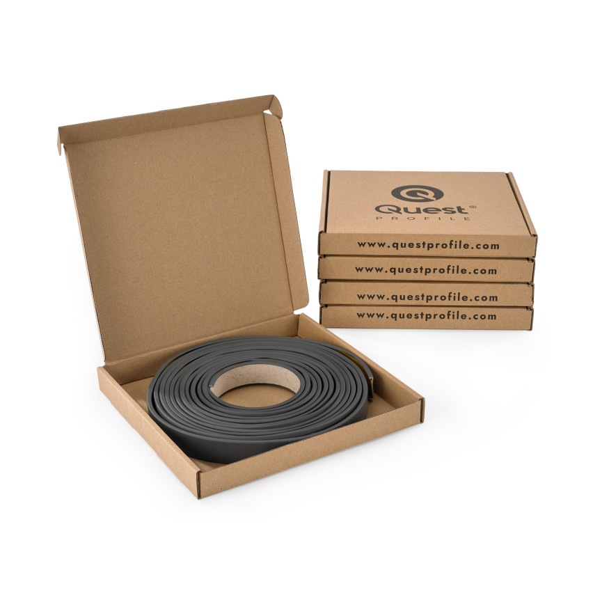 Möbellist, list c PVC , elastisk kantbandning med självhäftande tejp, mörkgrå, 5 m