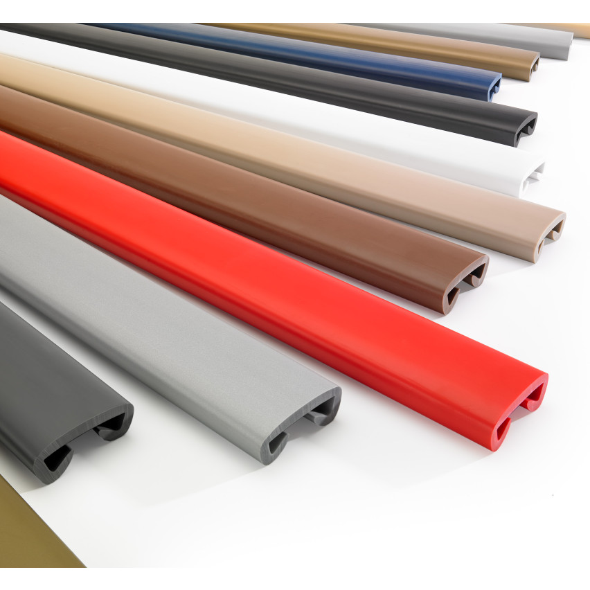 Ledstång trappa PVC PREMIUM 35x8 mm, handräcke i mjuk, mörkgrå, 1 m