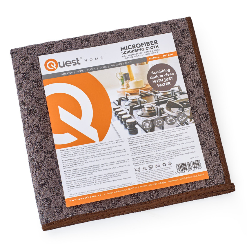 Mikrofiberduk för rengöring av glas, fönster, speglar och glasögon, rengöringsduk PREMIUM - No Streaks, brun