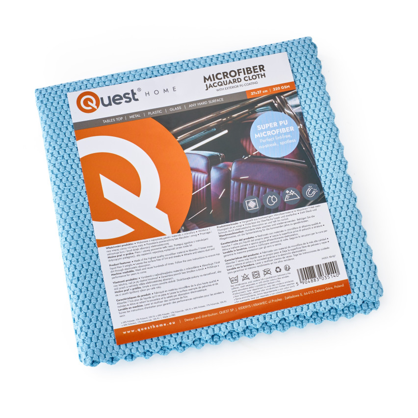 Set med professionella mikrofiberdukar för hushållsbruk - QUESTHOME - 4 sztuki, blå