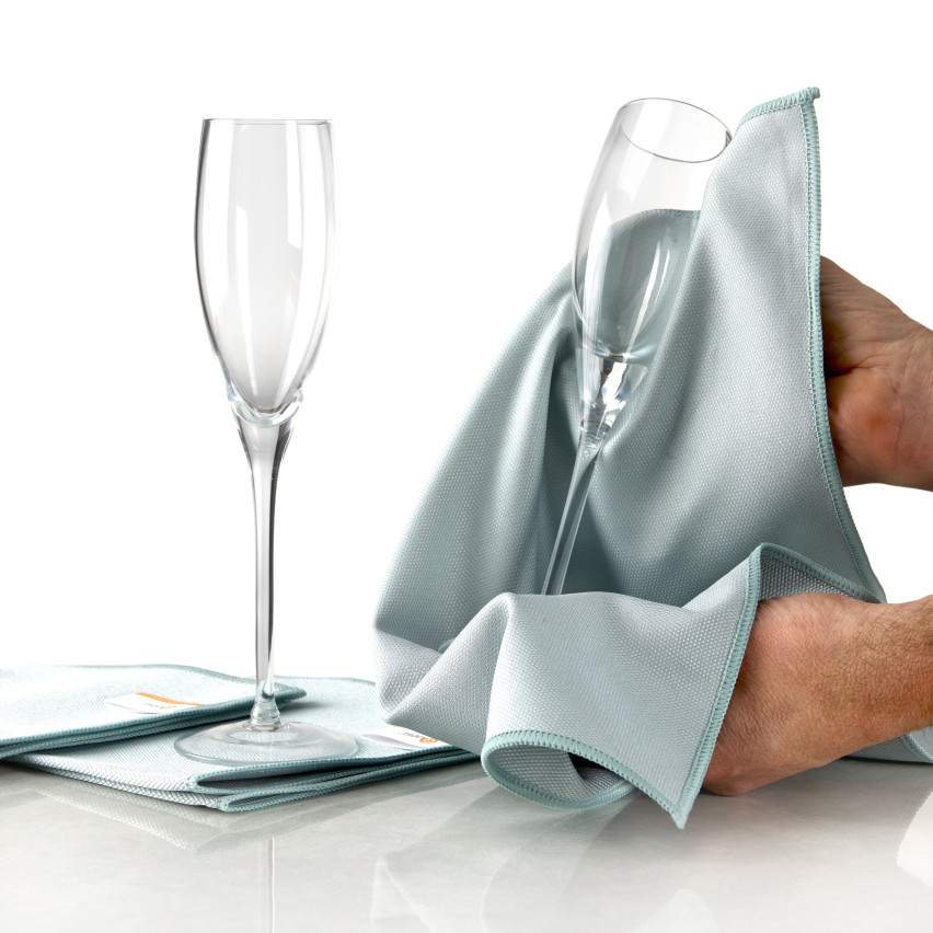 Mikrofiberduk för rengöring av glas, fönster, speglar och glasögon, rengöringsduk PREMIUM - Diamond Glass, ljusblå