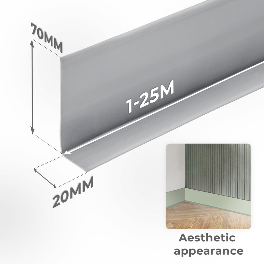 Golvlist självhäftande PVC 70x20 mm, flexibel golvlist, sockelbräda sockel, ljusgrön
