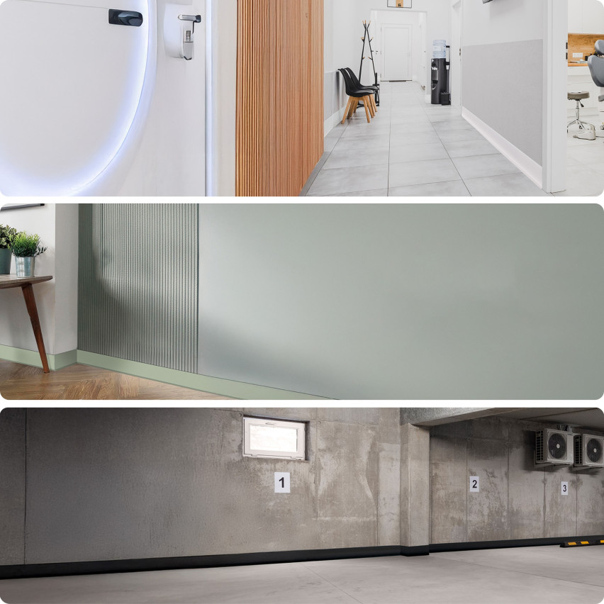 Golvlist självhäftande PVC 50x20 mm självhäftande flexibel golvlist, sockelbräda sockel, ljusgrå