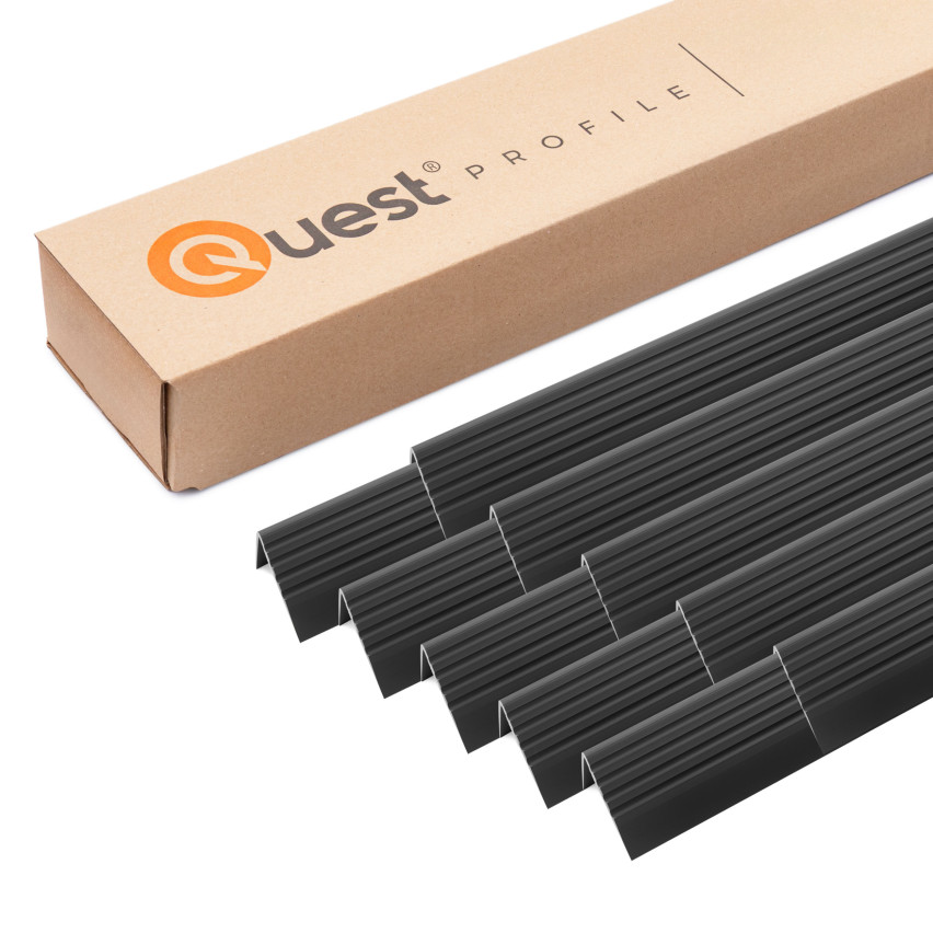 Halkskyddat trapprofil med självhäftning 50x42 mm svart, 100 cm – Set