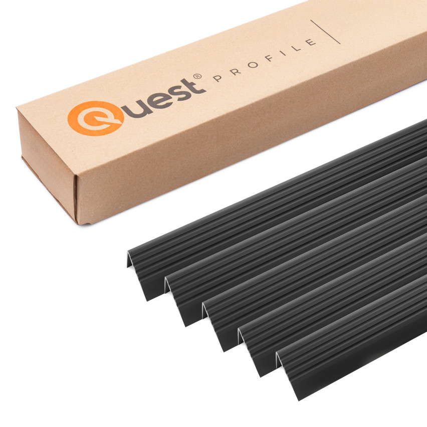 Halkskyddat trapprofil med självhäftning 50x42 mm svart, 100 cm – Set