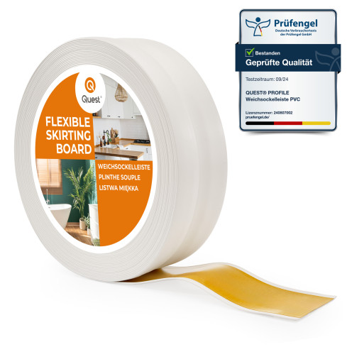 Självhäftande mjuk golvlist 32x23 mm, flexibel köks- och badrumsbeklädnad, PVC-sockel, tätningstejp, vit