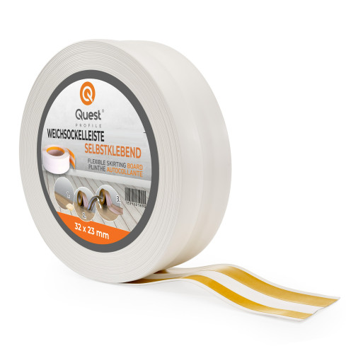 Självhäftande mjuk golvlist 32x23 mm, flexibel köks- och badrumsbeklädnad, PVC-sockel, tätningstejp, vit