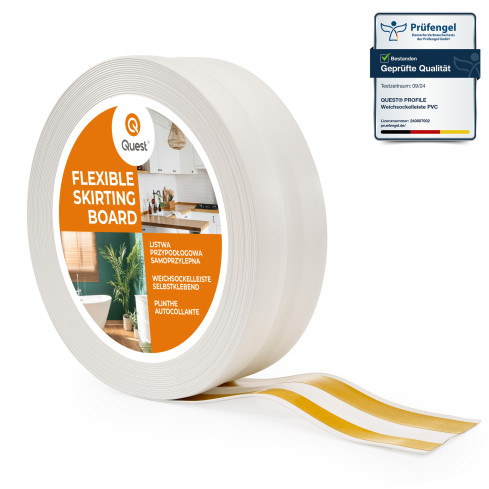 Golvlist självhäftande PVC 32x23 mm, vit självhäftande flexibel golvlist, sockelbräda sockel