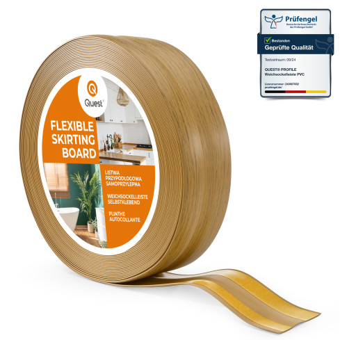 Golvlist självhäftande PVC 32x23 mm, ek självhäftande flexibel golvlist, sockelbräda sockel