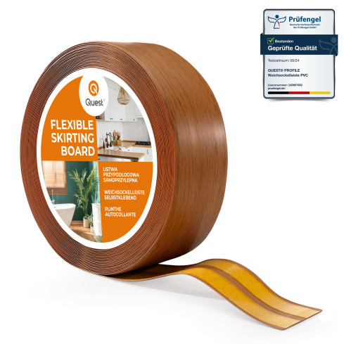 Golvlist självhäftande PVC 32x23 mm, ek rustik självhäftande flexibel golvlist, sockelbräda sockel