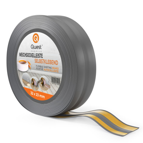 Självhäftande mjuk sockel 32x23 mm, flexibel beklädnad för kök och badrum, PVC-sockel, tätningstejp, grafit