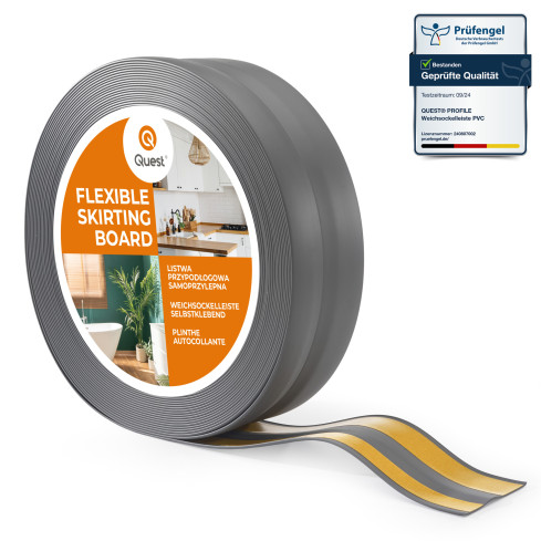 Golvlist självhäftande PVC 32x23 mm, grafit självhäftande flexibel golvlist, sockelbräda sockel