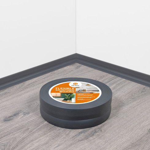 Golvlist självhäftande PVC 32x23 mm, grafit självhäftande flexibel golvlist, sockelbräda sockel