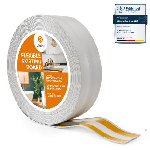 Golvlist självhäftande PVC 32x23 mm, ljusgrå självhäftande flexibel golvlist, sockelbräda sockel