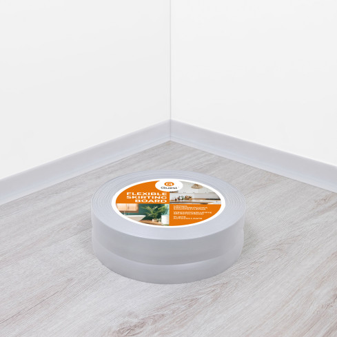 Golvlist självhäftande PVC 32x23 mm, ljusgrå självhäftande flexibel golvlist, sockelbräda sockel
