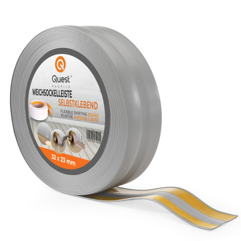 Självhäftande mjuk sockel 32x23 mm, flexibel beklädnad för kök och badrum, PVC-sockel, tätningstejp, grått