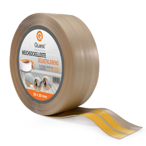 Självhäftande mjuk sockel 50x20 mm, flexibel beklädnad för kök och badrum, PVC-sockel, tätningstejp, Beige