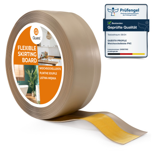 Självhäftande mjuk sockel 50x20 mm, flexibel beklädnad för kök och badrum, PVC-sockel, tätningstejp, Beige