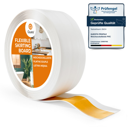 Självhäftande mjuk sockel 50x20 mm, flexibel beklädnad för kök och badrum, PVC-sockel, tätningstejp, vit