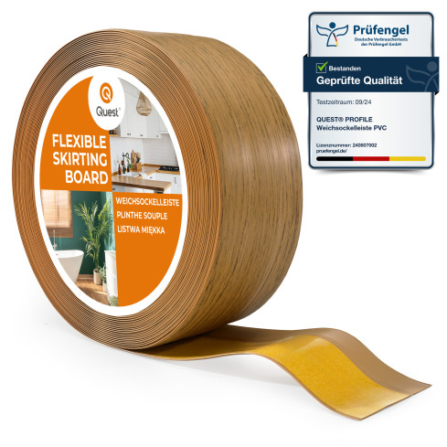 Självhäftande mjuk sockel 50x20 mm, flexibel beklädnad för kök och badrum, PVC-sockel, tätningstejp, ek