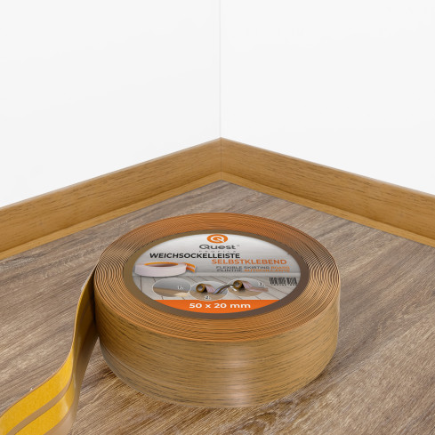 Självhäftande mjuk sockel 50x20 mm, flexibel beklädnad för kök och badrum, PVC-sockel, tätningstejp, ek