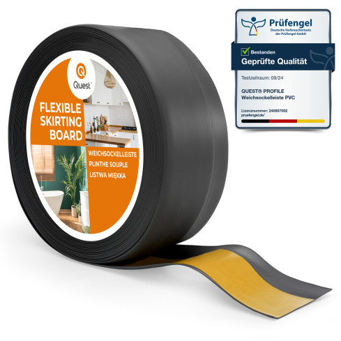 Självhäftande mjuk sockel 50x20 mm, flexibel beklädnad för kök och badrum, PVC-sockel, tätningstejp, grafit