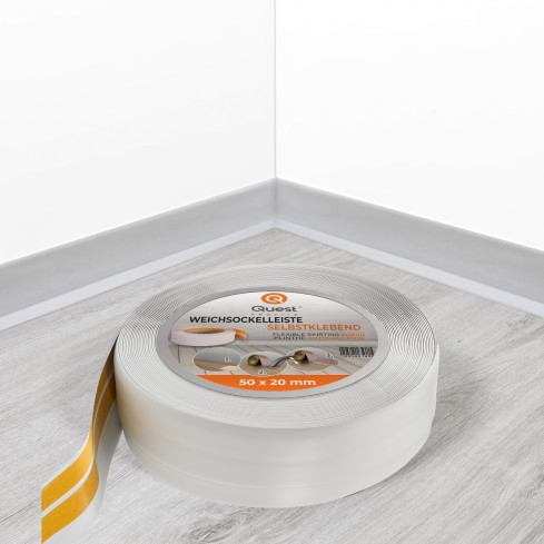 Självhäftande mjuk sockel 50x20 mm, flexibel beklädnad för kök och badrum, PVC-sockel, tätningstejp, ljusgrå