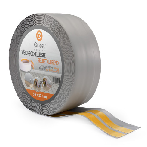 Självhäftande mjuk sockel 50x20 mm, flexibel beklädnad för kök och badrum, PVC-sockel, tätningstejp, grått